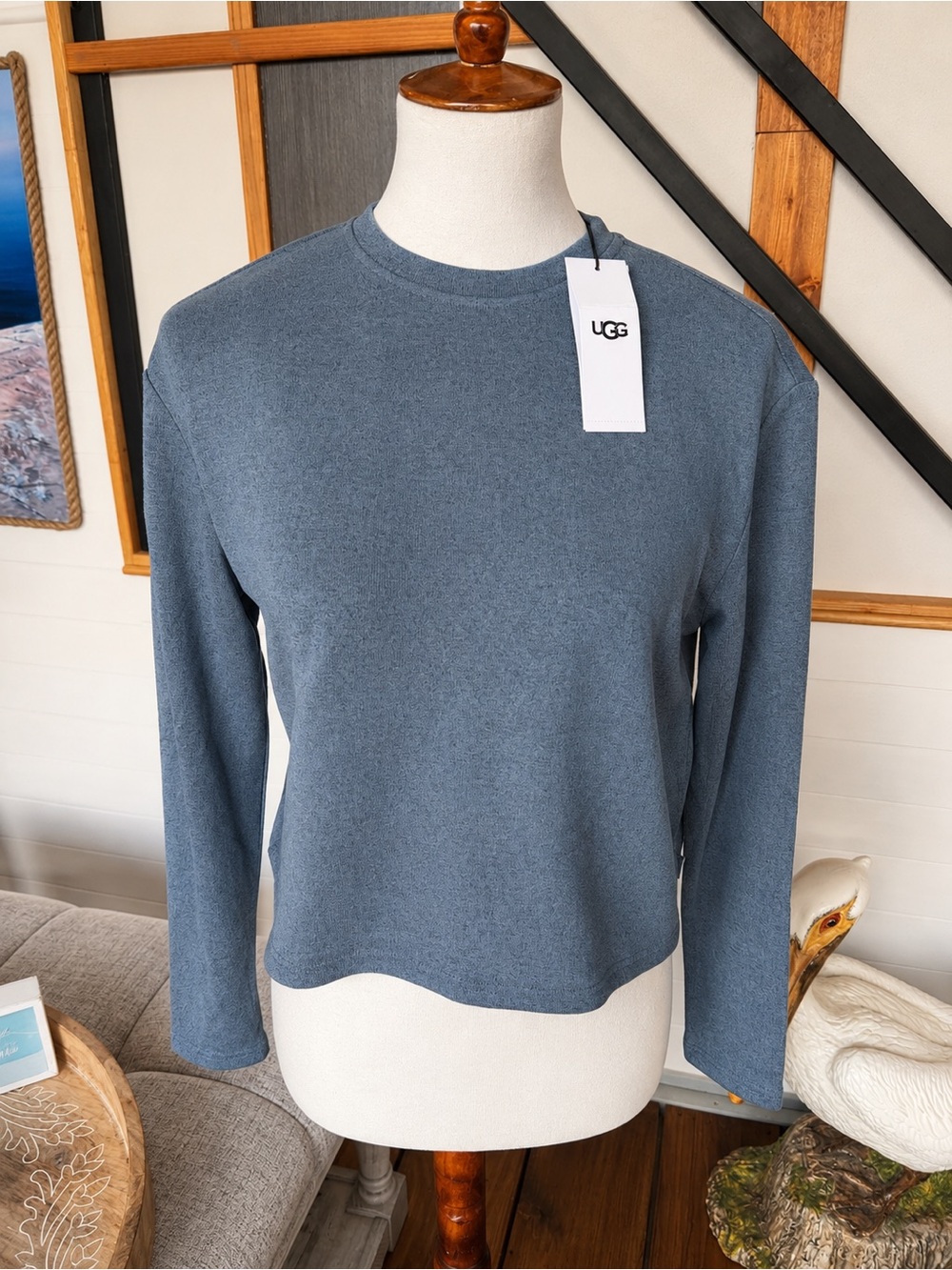 UGG Cozy Crewneck Long Sleeve Top in Slate Blue